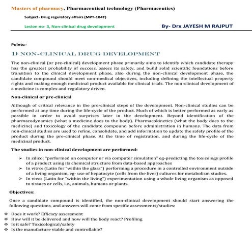 Non-clinical drug development