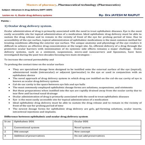 ocular drug delivery