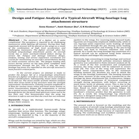 Design and Fatigue Analysis of a Typical Aircraft Wing fuselage Lug attachmen...