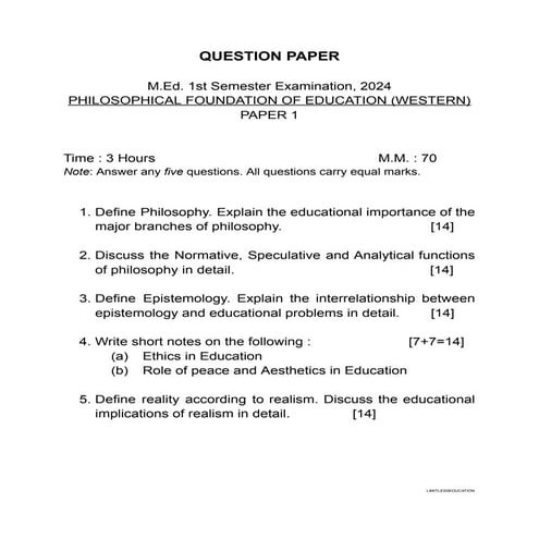 M.ed 1st semester Philosophy question paper.pdf