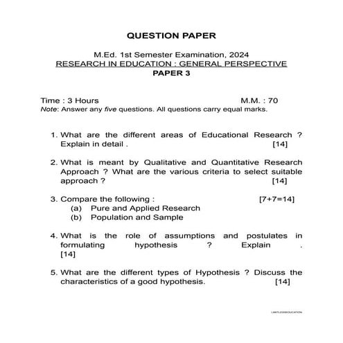 M.Ed 1st semester Research Question Paper.pdf