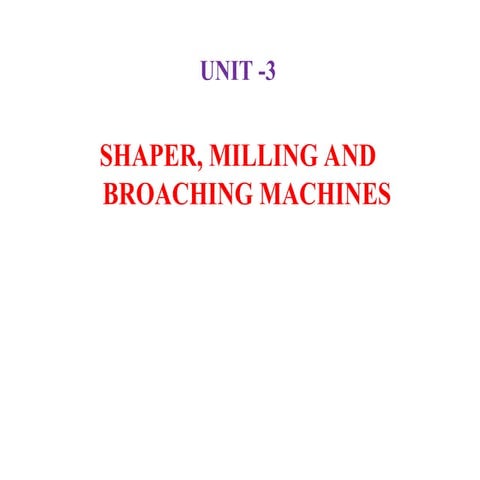 UNIT III-SHAPER, MILLING AND BROACHING MACHINES.ppt