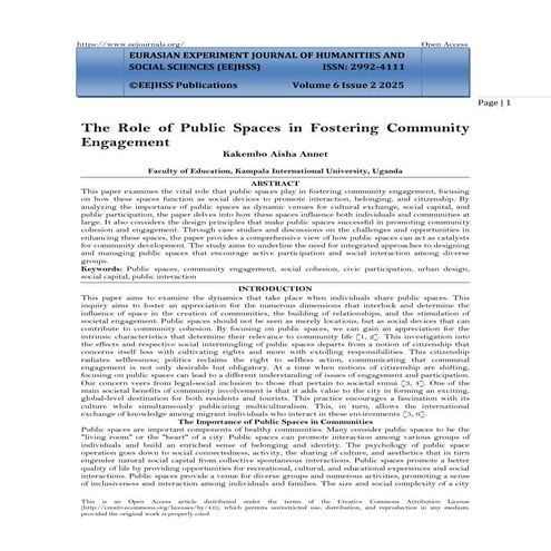 The Role of Public Spaces in Fostering Community  Engagement (www.kiu.ac.ug)
