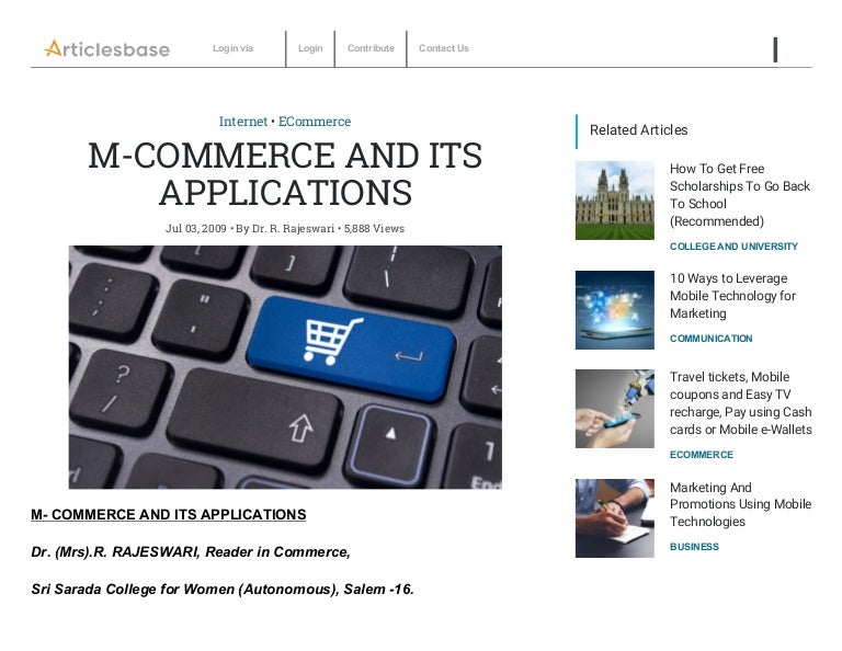 M commerce and its applications
