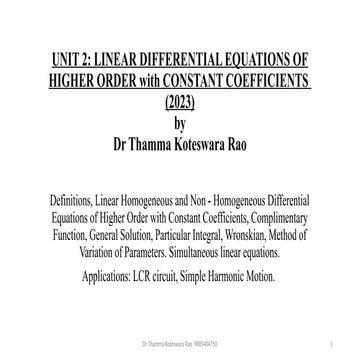 M - II (R23) UNIT - 2 - Linear D.E's of Higher Order-1.pptx