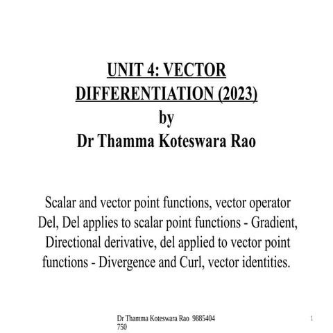 M - II (R23) UNIT - 4 - Vector Differnciation-1.pptx