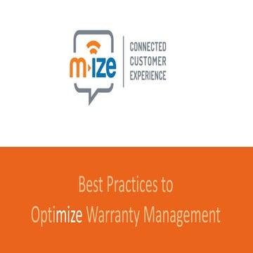 m-ize 10 best practices to optimize warranty management