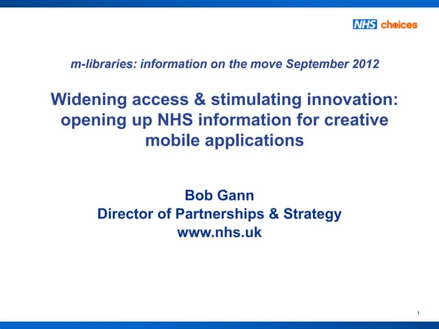 M-Libraries presentation Bob Gann