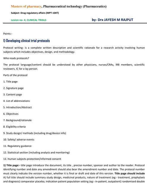 Clinical trial protocol development | PPTX