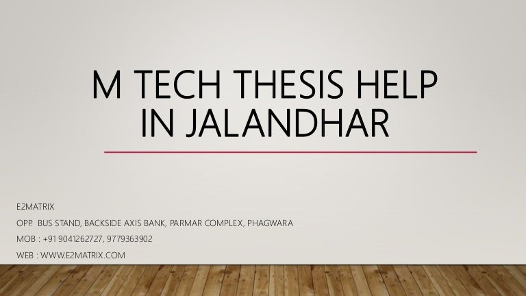 M tech thesis help in chandigarh