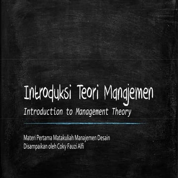 M01 introduksi teori manajemen