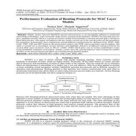 Performance Evaluation of Routing Protocols for MAC Layer Models
