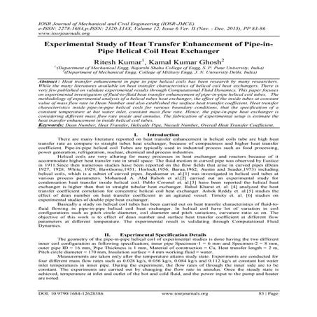 CONVECTIVE HEAT TRANSFER ANALYSIS IN A HELICAL COIL | PDF