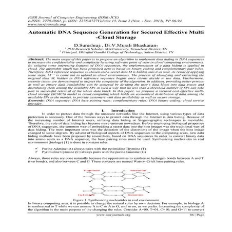 Automatic DNA Sequence Generation for Secured Effective Multi -Cloud Storage