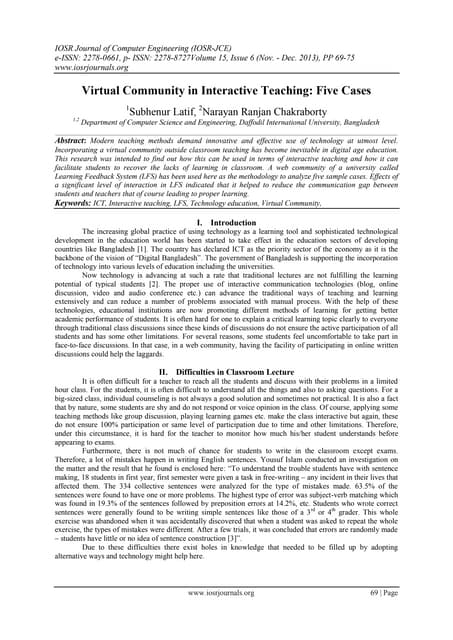 Virtual Community in Interactive Teaching: Five Cases