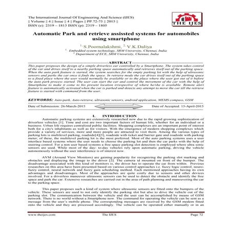 Automatic Park and retrieve assissted systems for automobiles using smartphone