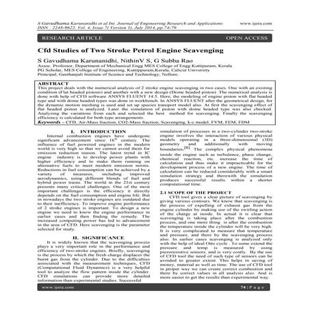 Cfd Studies of Two Stroke Petrol Engine Scavenging