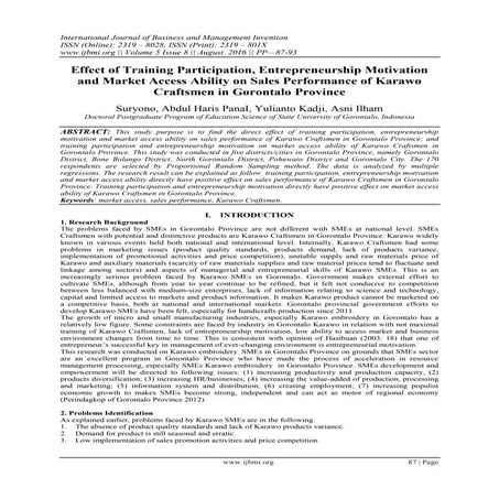 Effect of Training Participation, Entrepreneurship Motivation and Market Acce...