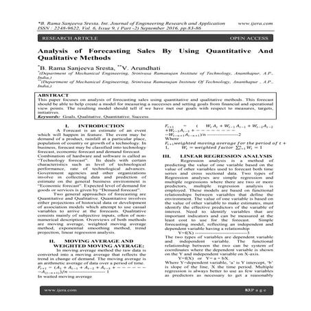 Analysis of Forecasting Sales By Using Quantitative And Qualitative Methods