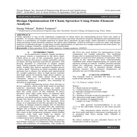 Design Optimization Of Chain Sprocket Using Finite Element Analysis