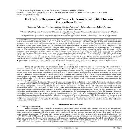 Radiation Response of Bacteria Associated with Human Cancellous Bone