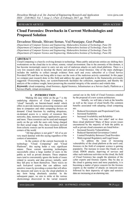 Cloud Forensics: Drawbacks in Current Methodologies and Proposed Solution