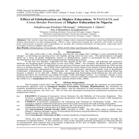 Effect of Globalization on Higher Education: WTO/GATS and Cross-Border Provis...