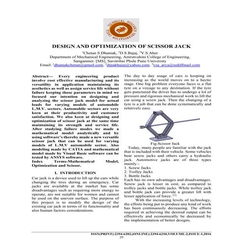 Final Project_ Design and FEM Analysis of Scissor Jack | PDF