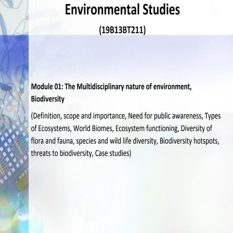 Enviromental Science, College Level, Topic-1