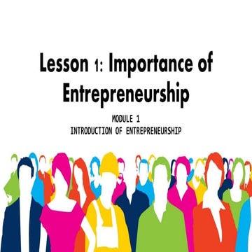 Lesson 1 importance of entrepreneurship