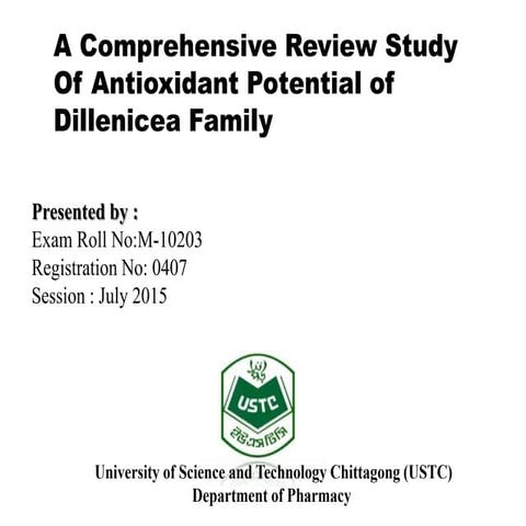 A Comprehensive Review Study Of Antioxidant Potential of Dillenicea Family 