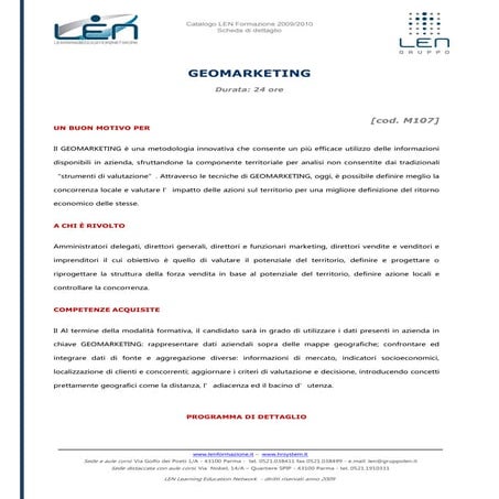Geomarketing - Scheda corso LEN