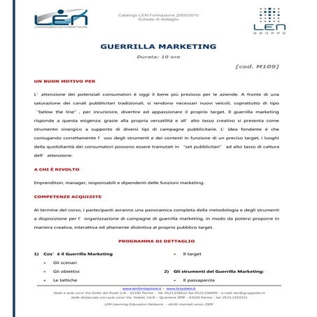 Guerrilla Marketing - Scheda corso LEN