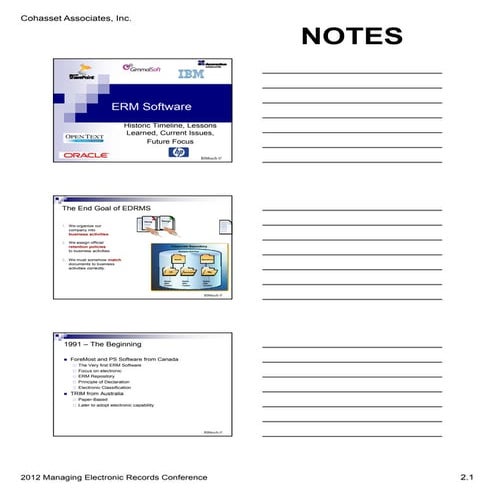 M12S02 - ERM Software: Historic Timeline, Lessons Learned, Current Issues, Future Focus