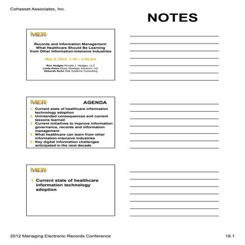 M12S18 - Records and Information Management: What Healthcare Should be Learning From Other Information Intensive Industries