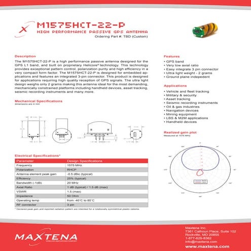 GPS Embedded Passive Helix Antenna