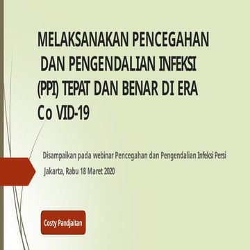 Implementing Effective Infection Prevention and Control (PPI) in the ...