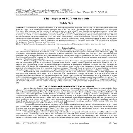 The Impact of ICT on Schools