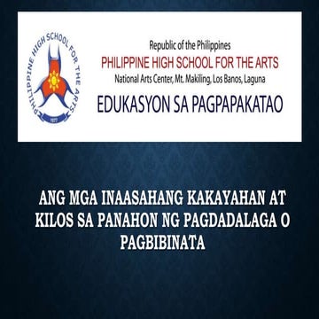 EsP 7 M1 Ang Mga Inaasahang Kakayahan at Kilos sa Panahon ng Pagdadalaga o Pa...