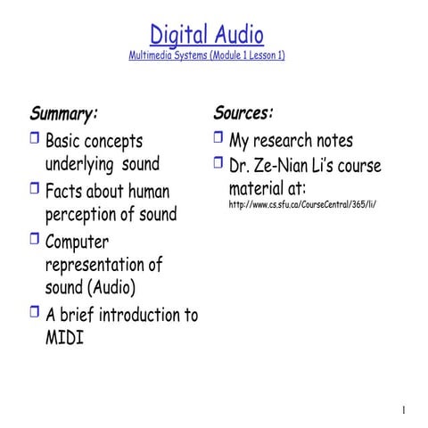Digital Audio in Multimedia | PPTX