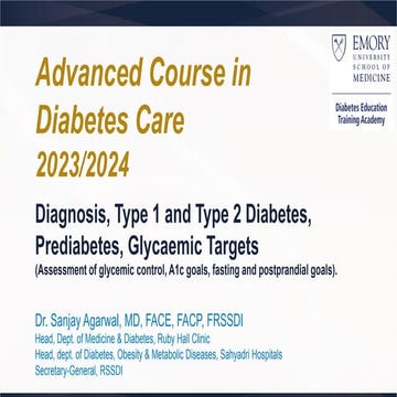 Diagnosis, type 1 and type 2 diabetes prediabetes glycemic targets | PDF