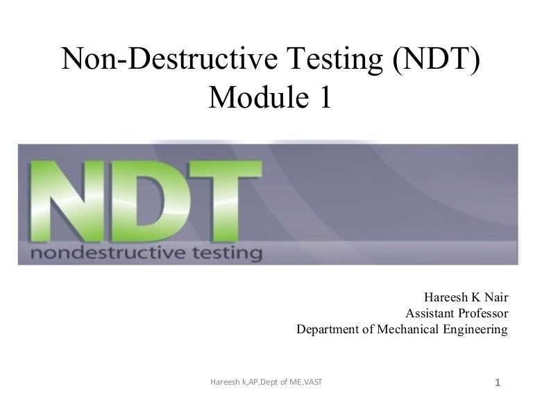 Introduction to NDT and Visual Inspection