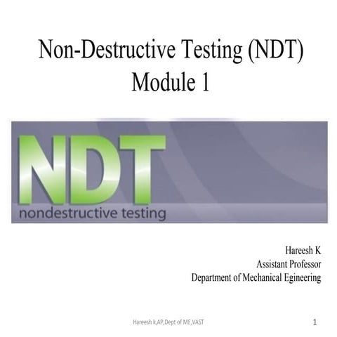 Introduction to NDT and Visual Inspection 