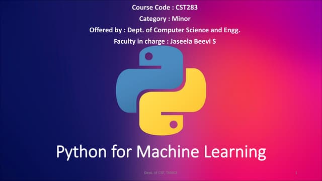 Python for Machine Learning | PPT