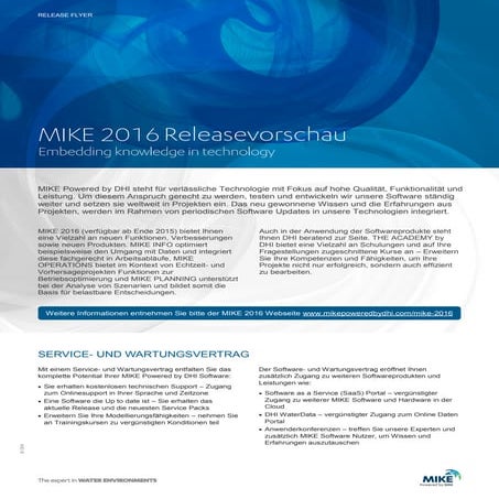 MIKE Powered by DHI 2016 Release Flyer DE