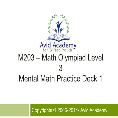 M203 Mental Math Practice Deck 1