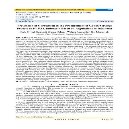 Prevention of Corruption in the Procurement of Goods/Services Process ...