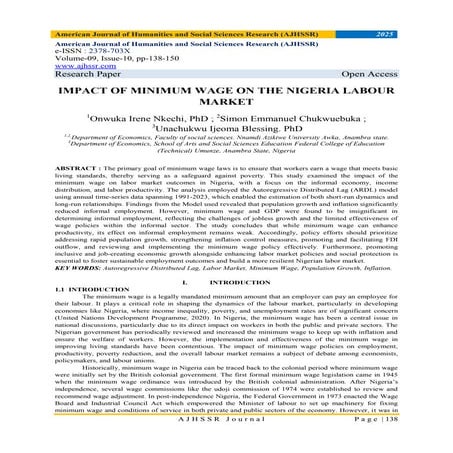 IMPACT OF MINIMUM WAGE ON THE NIGERIA LABOUR MARKET