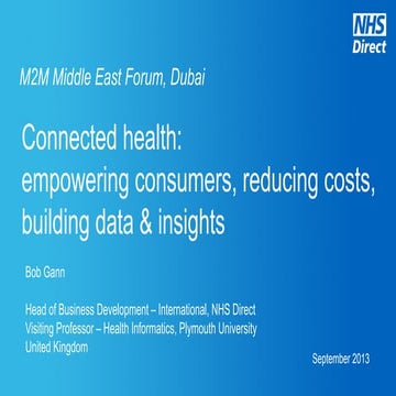 Connected health - Middle East M2M Forum, Dubai 23 September 2013
