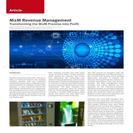 M2M Revenue management - Transforming the M2M promise into profit